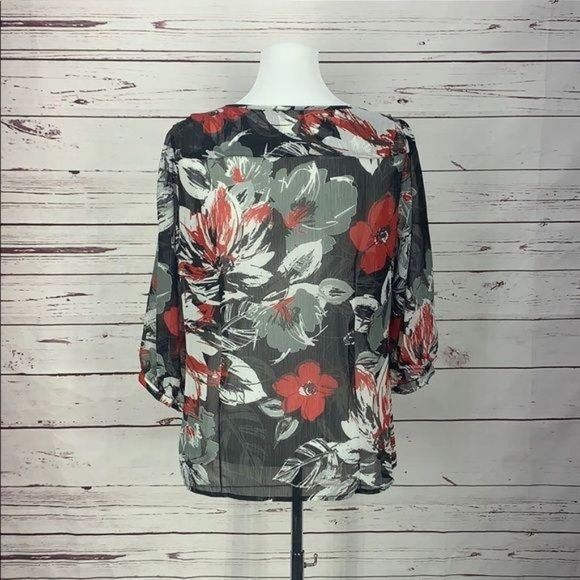 Christopher Banks Black Floral Sheer‎ Large Blouse - Picture 3 of 8